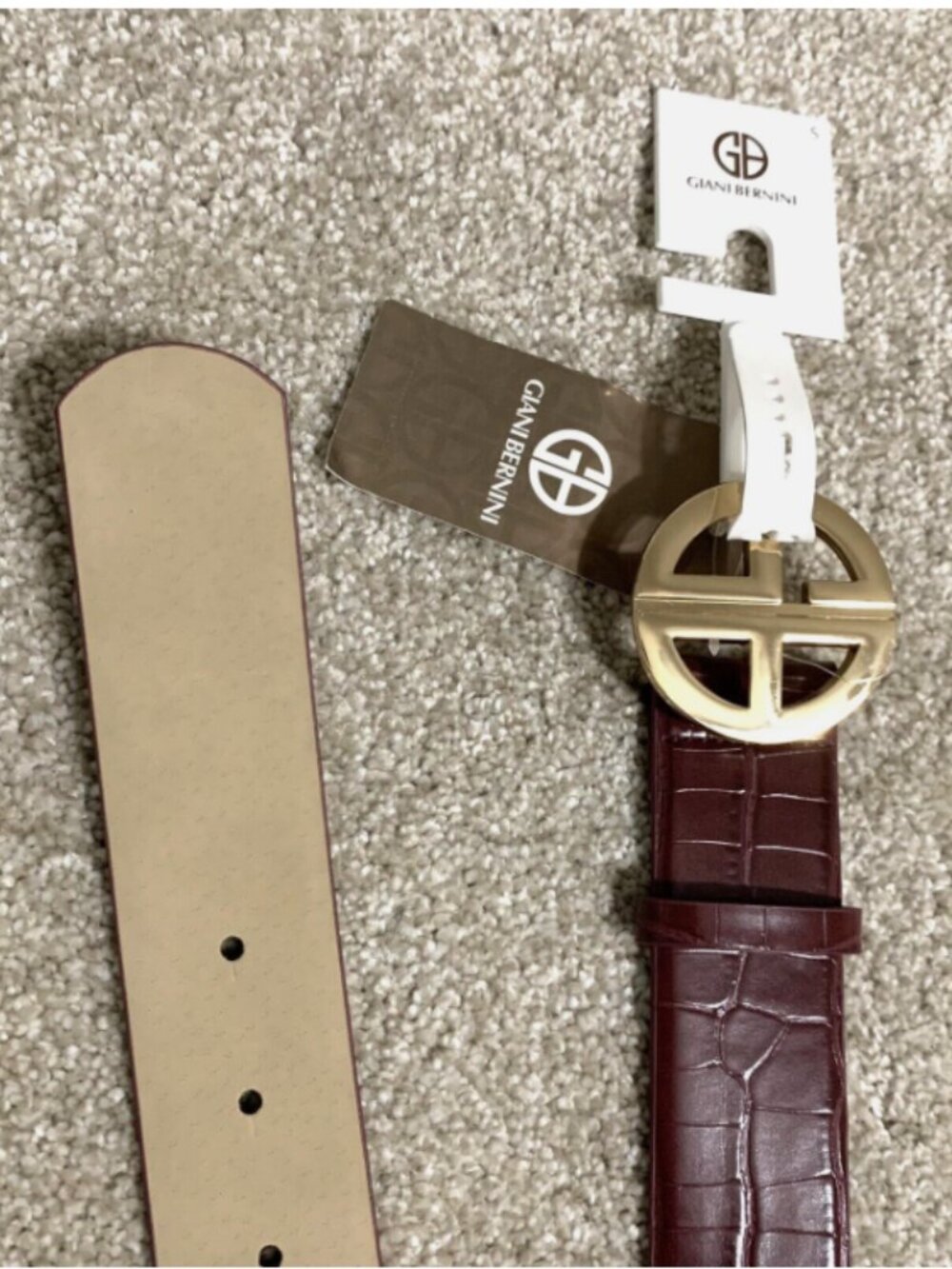 Giani Bernini Women's Croc-Embossed Faux-Leather Belt Wine S/M/XL
